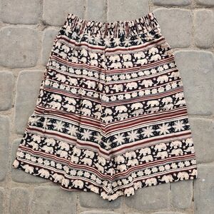 Elephant Print Vintage Boho Shorts